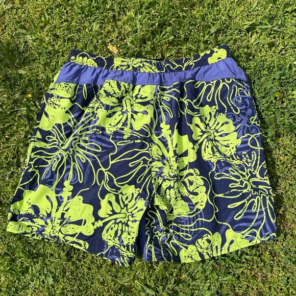 Sand & Sun Mens Swim Shorts Size XL Green blue Floral Lined Beach surf trunks - Picture 2 of 4